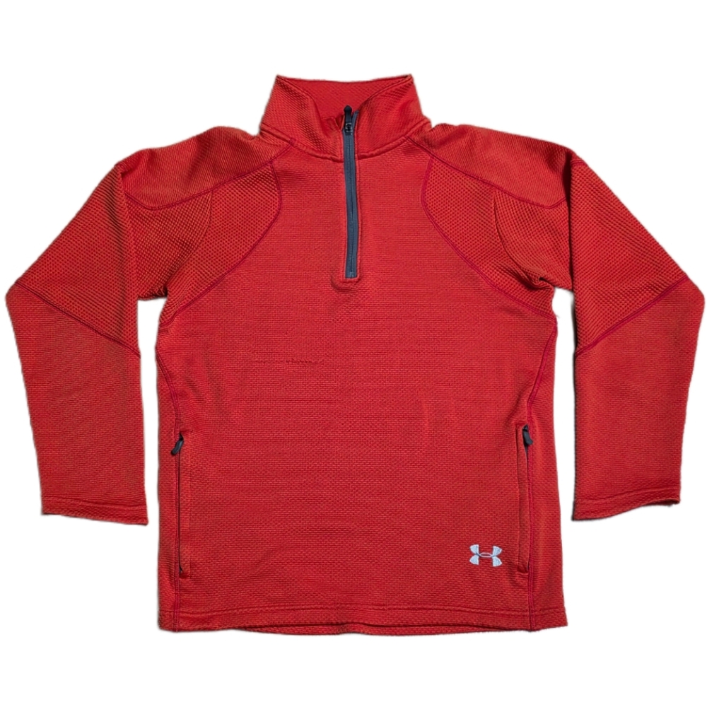 Under Armour Loose Fit Quarter Zip Sweater Men's Size S Orange Fuego